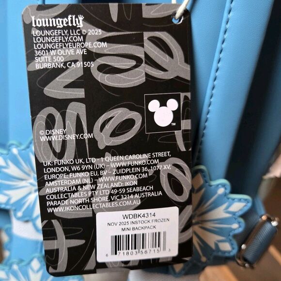 NWT Loungefly Disney Frozen Elsa Mini Backpack Blue Silver Sequin Snowflake NEW